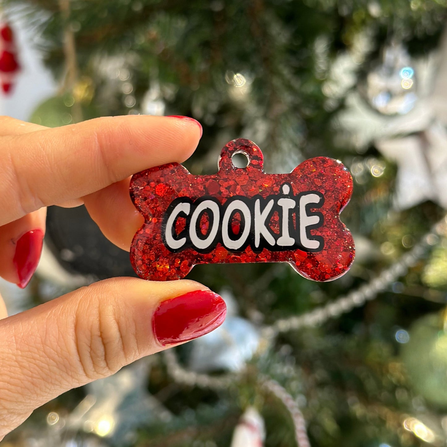 Kırmızı Glitter Renk İsimli Köpek Künyesi