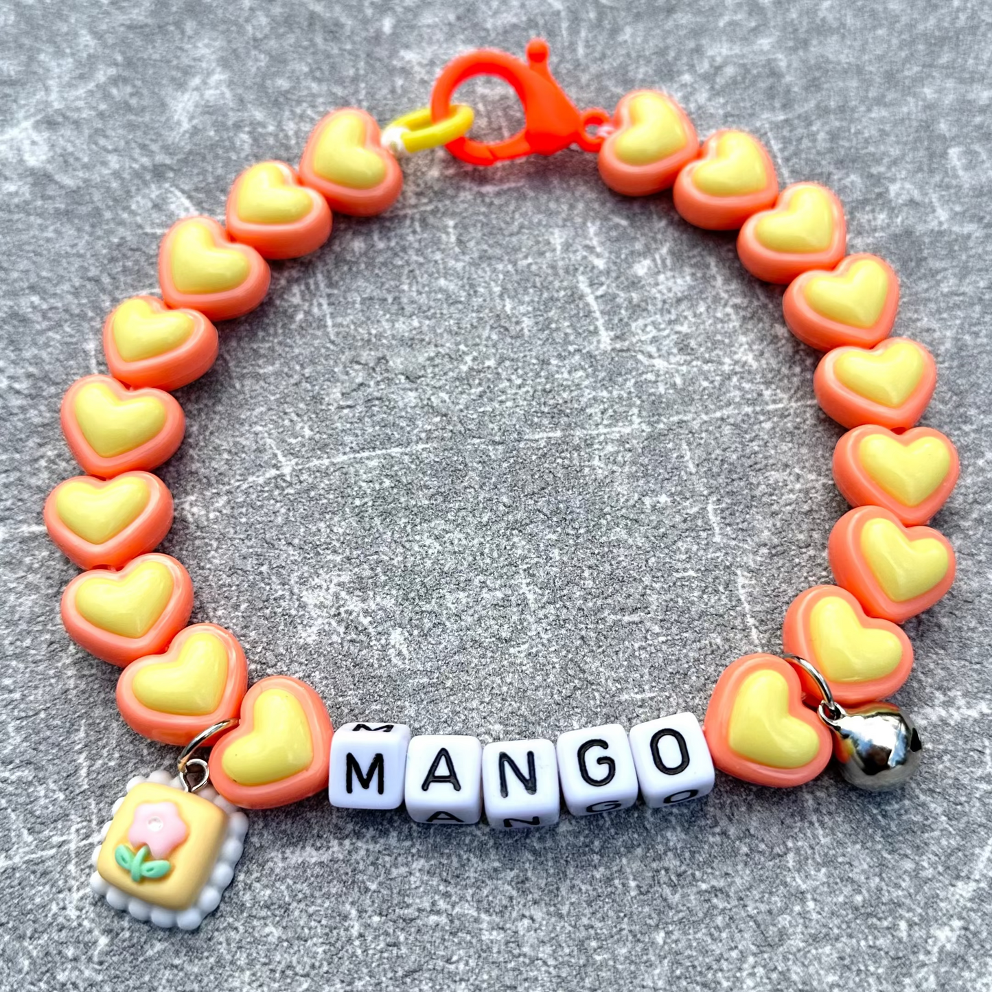 Turuncu Sarı Kalpli Köpek Kolyesi