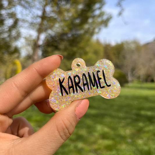 Turuncu Glitter Renk İsimli Köpek Künyesi