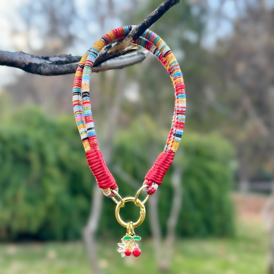 Kadife Kırmızı Kedi Kolyesi