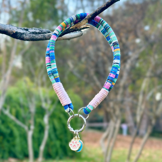 Kadife Pembe Su Yeşili Kedi Kolyesi