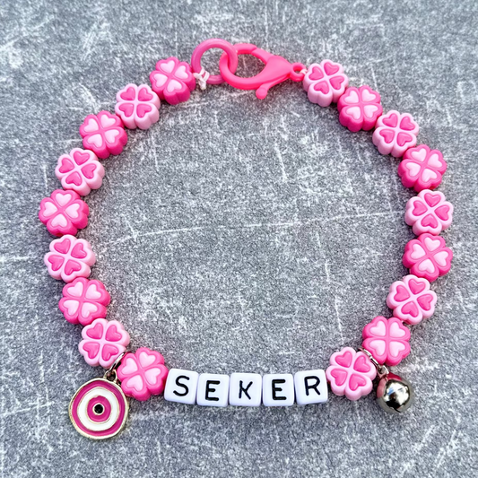 Pembe Lucky Köpek Kolyesi