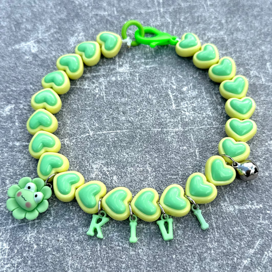 Yeşil Sarı Kalpli Köpek Kolyesi 2