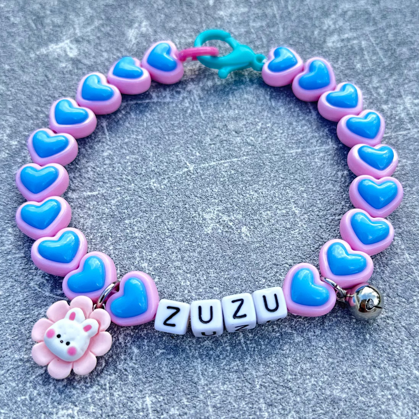 Pembe Mavi Kalpli Köpek Kolyesi