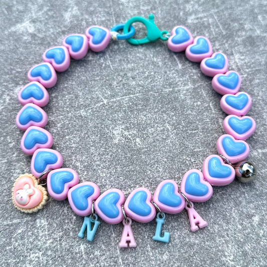 Pembe Mavi Kalpli Köpek Kolyesi 2