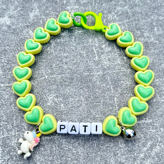 Yeşil Sarı Kalpli Köpek Kolyesi