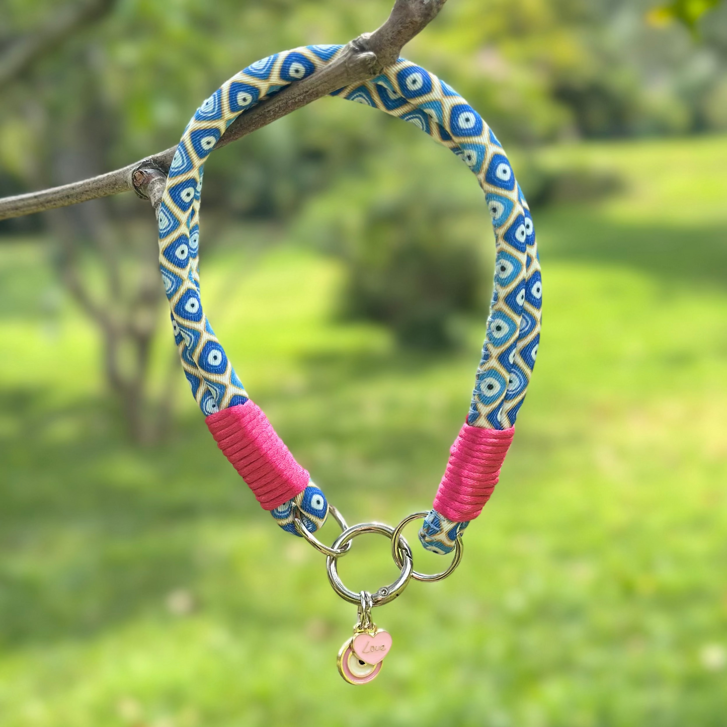 Ojo Turco Koyu Pembe Köpek Kolyesi
